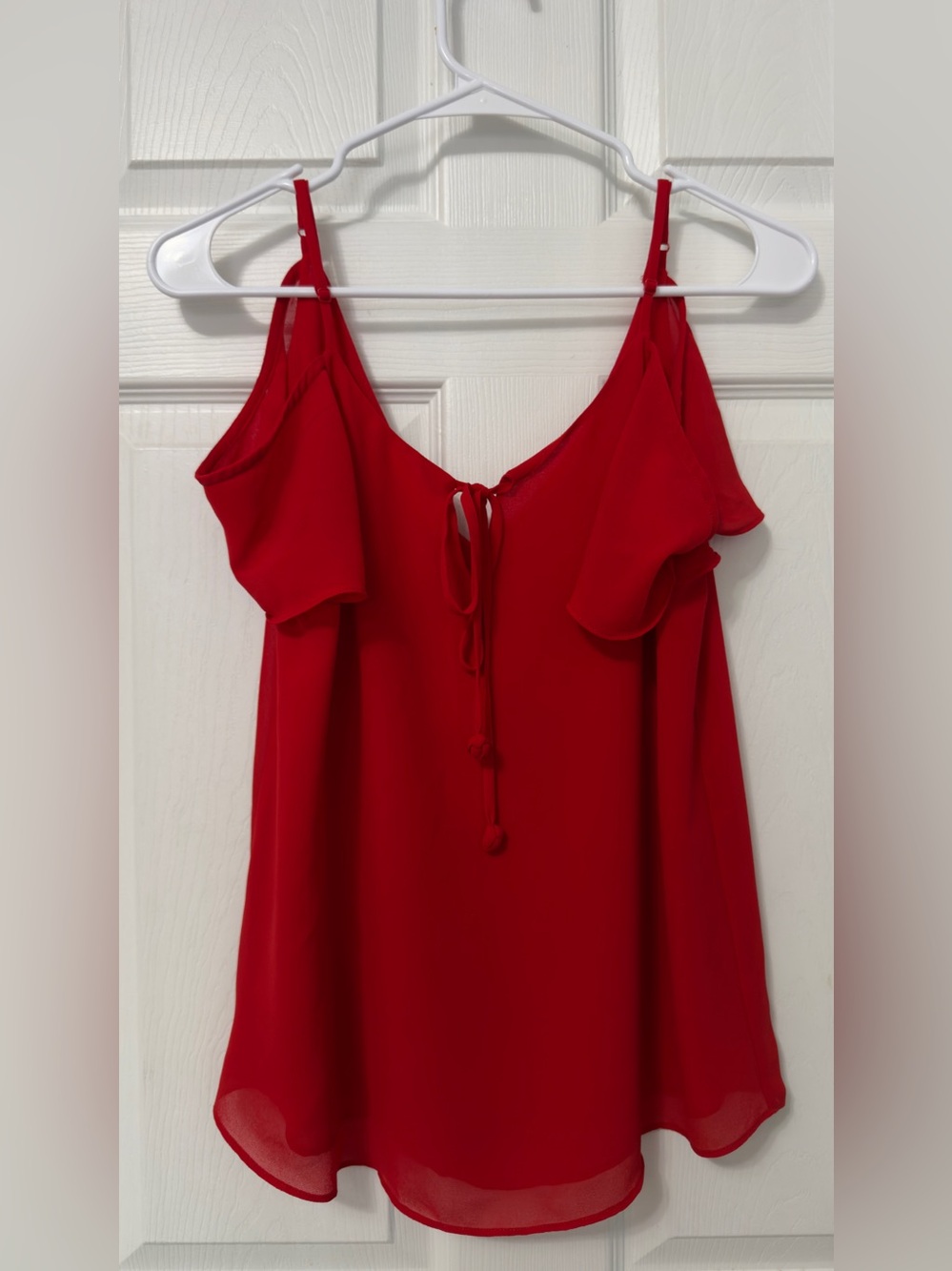 Red Cold-Shoulder Tie-Front Camisole